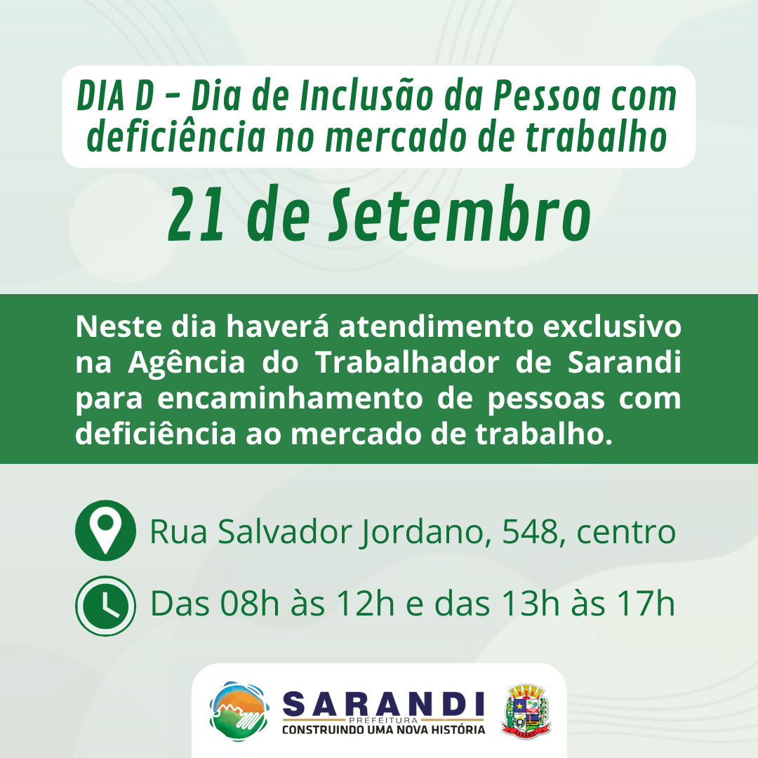 DIA D - Dia da Inclusão da pessoa com deficiência no mercado de trabalho